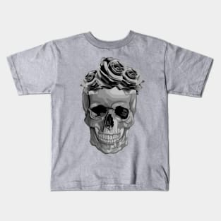 Skull With Flower Crown Kids T-Shirt